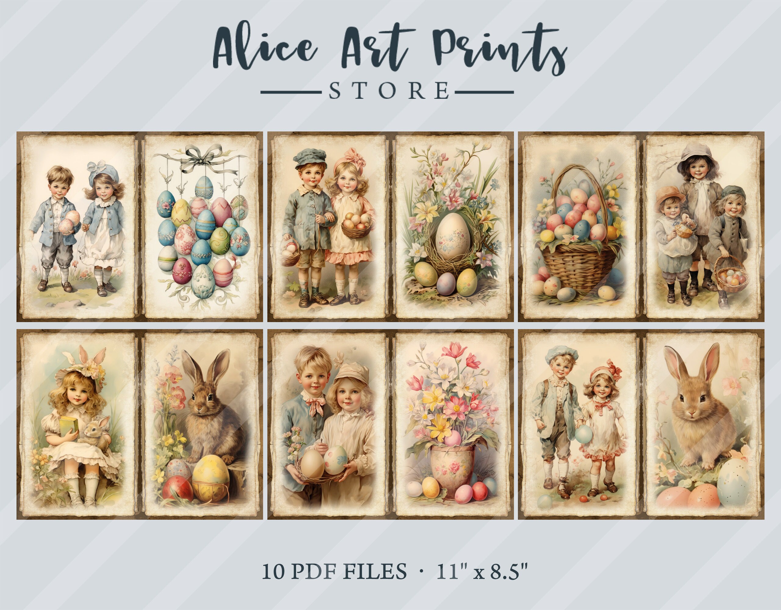 Victorian Easter Bunny Junk Journal Kit Pages, Vintage Easter Ephemera ...