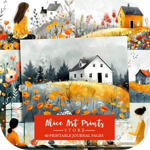 Illustration de PRINTEMPS inspirée de Scandi, papier de journal indésirable lunatique, fond de printemps, pages de journal moderne, scrapbooking papier numérique