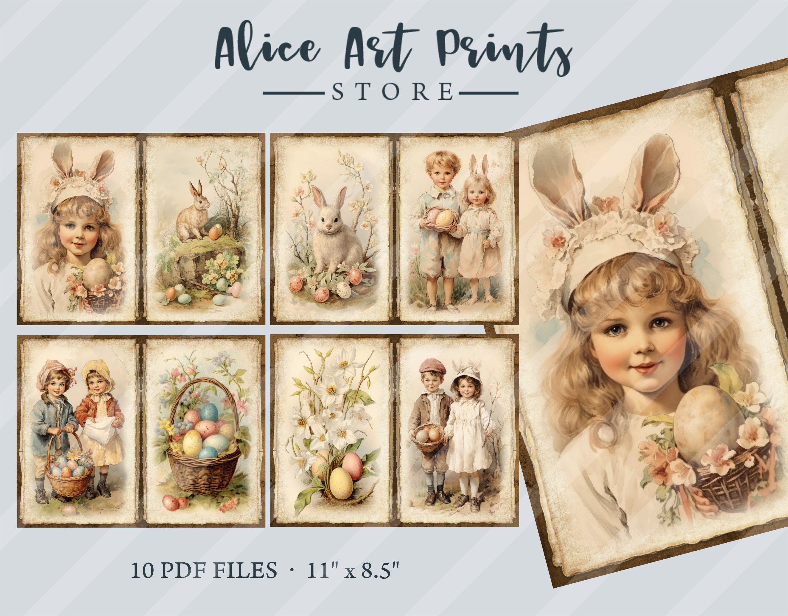 Victorian Easter Bunny Junk Journal Kit Pages, Vintage Easter Ephemera ...