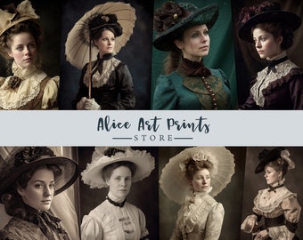 Victorian Ladies ATC Cards and Journaling Digital Collection - Ephemera images for DIY Postcards, Scrapbooking