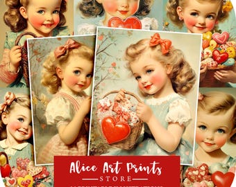 Retro Valentijnsdagkaart, vintage valentijnspagina's romantische rommeldagboek Afdrukbare Victoriaanse liefde bloemen ATC ansichtkaart hart papier kortstondig