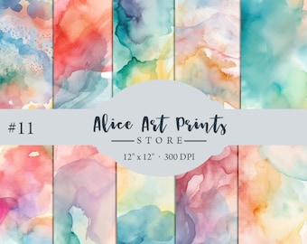 Pastel aquarel textuur digitale papier achtergronden, aquarel regenboog pastel scrapbooking papier, abstract patroon digitale papier #11