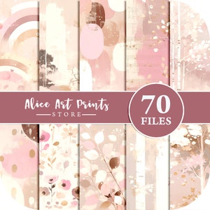 70 Hauch von rosa Junk Journal Seiten, zart rosa Scrapbook Pastell Papiere, rosa gemütliche Collage Sheet digitaler Download, Junk Journal Ephemera