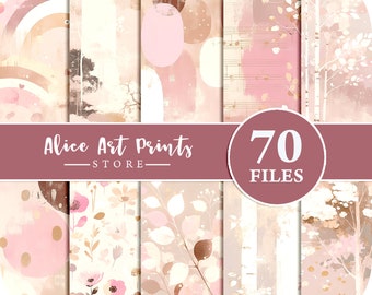 70 Touch of Pink Junk Journal Pages, Soft Pink Scrapbook Pastel Papers, Pink Cozy Collage Sheet Digital Download, Junk Journal Ephemera