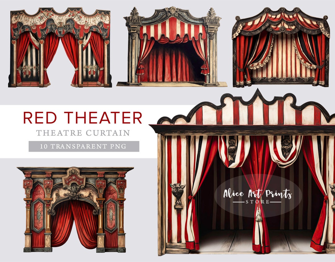 Printable Gothic Vintage Paper Theater Curtains, French Theater ...