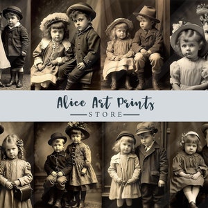 Junk Journaling Ephemera, Junk Journal Vintage Little Girl and Boy, Retro Photos Digital, Imprimible Antique Portraits Vintage photo children
