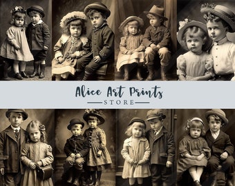 Junk Journaling Ephemera, Junk Journal Vintage Little Girl and Boy, Retro Photos Digital, Printable Antique Portraits Vintage photo children