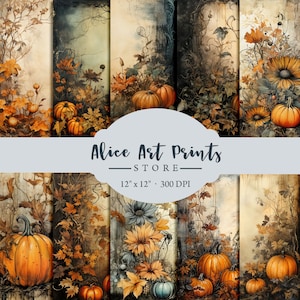 Pumpkins Junk Journal Kit Vintage Ephemera Journal Pumpkin Digital Paper for Scrapbooking Floral Printable Shabby Pages Instant Download