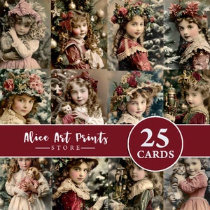 Weihnachten Viktorianische Mädchen Foto Pack DRUCKBAR Vintage Junk Journal Ephemera Pack Viktorianische Scrapbook Zubehör Weihnachten Foto Pack Victorian ATC