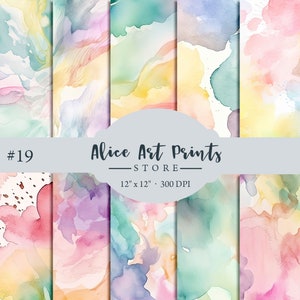 Aquarell Regenbogen Pastell Scrapbooking Papier, Pastell Aquarell Textur Digitale Papier Hintergründe, Abstraktes Muster Digitales Papier #19