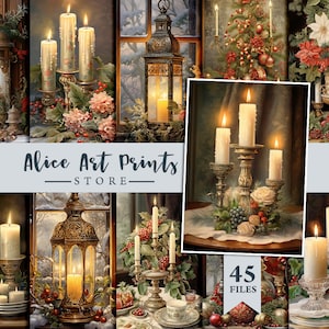 Cartes de journalisation de Noël, articles de Noël vintage Aquarelle Clipart, journal indésirable du réveillon de Noël éphémères, cartes de fenêtre de Noël, fabrication de cartes