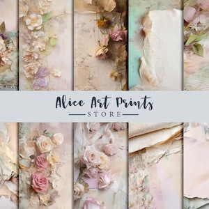 Pastel Timeworn texture Digital Paper Backgrounds, Cracked texture, grunge distressed textures, Romantic handmade Scrapbooking Paper