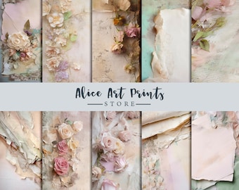 Pastel Timeworn texture Digital Paper Backgrounds, Cracked texture, grunge distressed textures, Romantic handmade Scrapbooking Paper