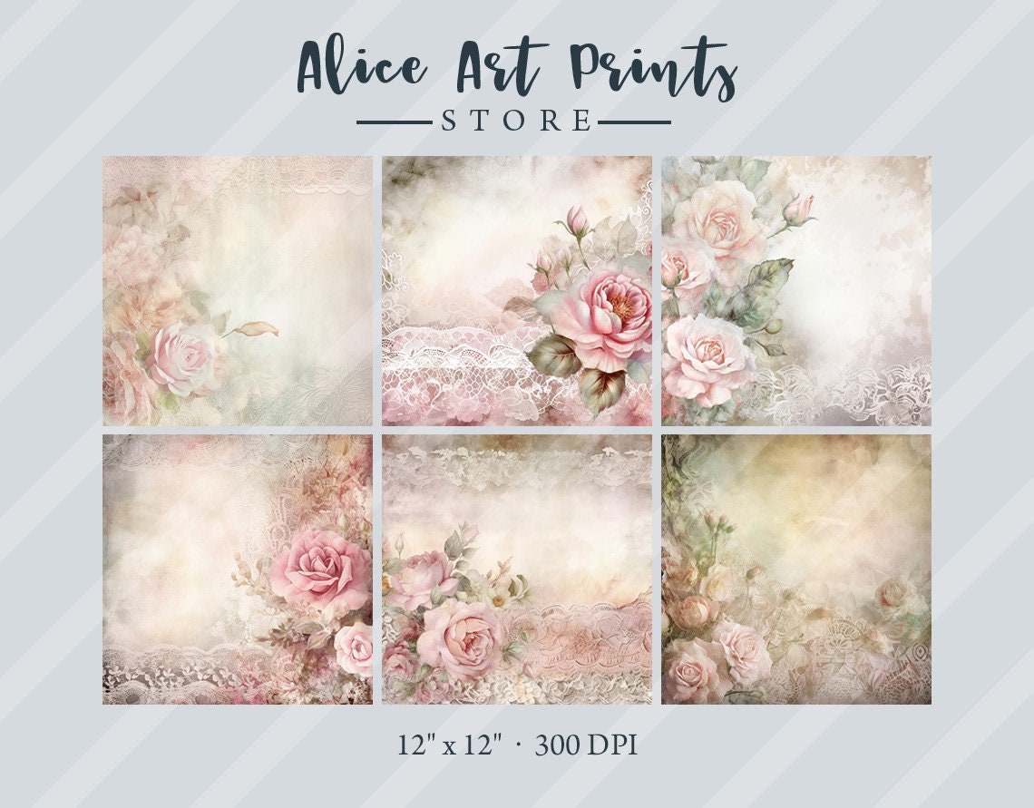 Shabby Chic Flowers Junk Journal Papers, Vintage Roses Junk Journal ...