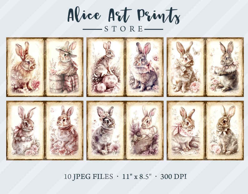 Victorian Easter Bunny Junk Journal Kit Pages, Vintage Easter Ephemera ...
