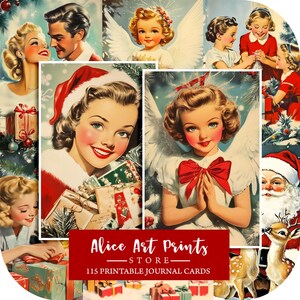 1950s Vintage Weihnachtskarten, Weihnachtskarte, Junk Journal, Retro Postkarten, digitale Ephemera, Junk Journal Lieferungen, Kartenherstellung, Scrapbook