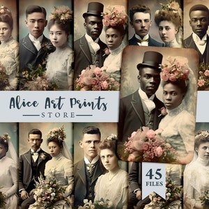 Victorian wedding photos, Old worn torn Vintage wedding junk journal ephemera, shabby chic scrapbooking, card making, collage supplies