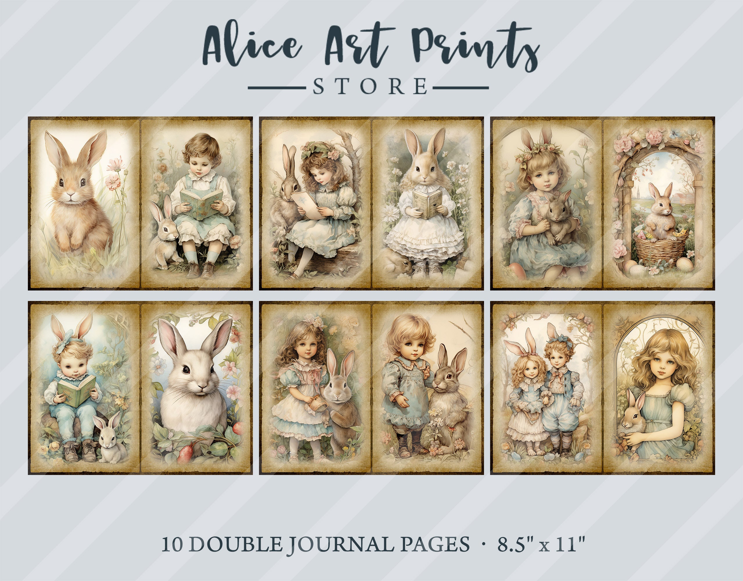 Victorian Easter Bunny Junk Journal Kit Pages, Vintage Easter Ephemera ...
