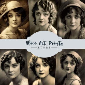 Junk Journaling Ephemera, Digital Antique Portraits, Junk Journal Vintage Women, Retro Photos Digital, Printable Antique Portraits,  1920s
