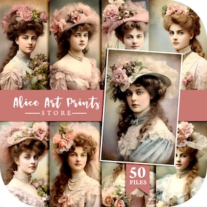 Dame parisienne victorienne, papier pour journal indésirable vintage Français, téléchargement numérique de photo de dame victorienne, scrapbooking, fabrication de cartes, journalisation