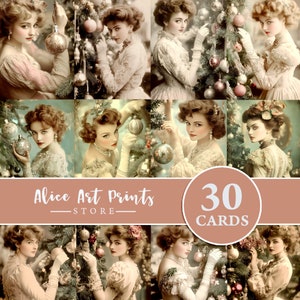 Weihnachten viktorianischen Frauen Foto Pack DRUCKBAR Vintage Junk Journal Ephemera Pack Viktorianische Scrapbook Zubehör Weihnachten Foto Pack viktorianischen ATC