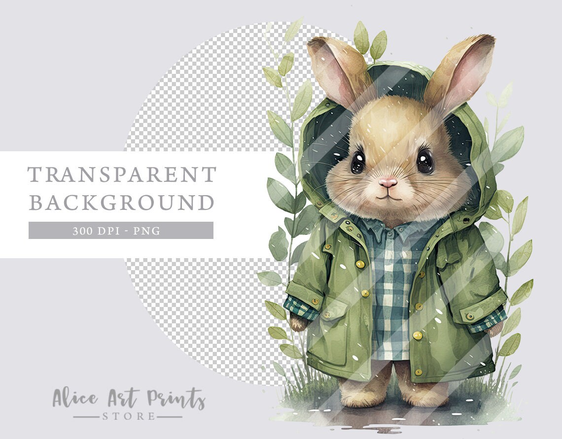 Cute Bunnies Watercolor Clipart Adorable Baby Rabbit PNG - Etsy