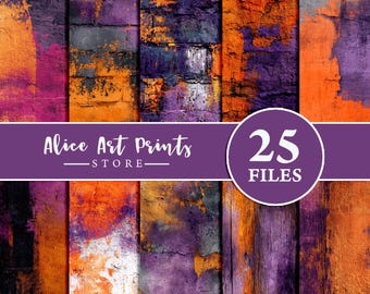 Halloween Grunge Digitales Papier Schattierungen von Orange Lila Halloween Hintergründe Halloween Printables Scrapbook Distressed Texture Scrapbooking