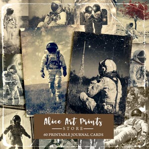 Vintage Astronaut Fotosammlung, Weltraum Abenteuer Junk Journal Fotokarten, Astronomie Scrapbook Karten, Space Travel vintage Ephemera