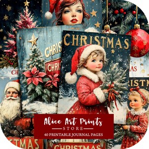 Weihnachten Junk Journal Seiten, Winter Scrapbook Seiten, Ephemera, Vintage Journal Seiten, druckbare Postkarte, Collage Sheet, digitaler Download