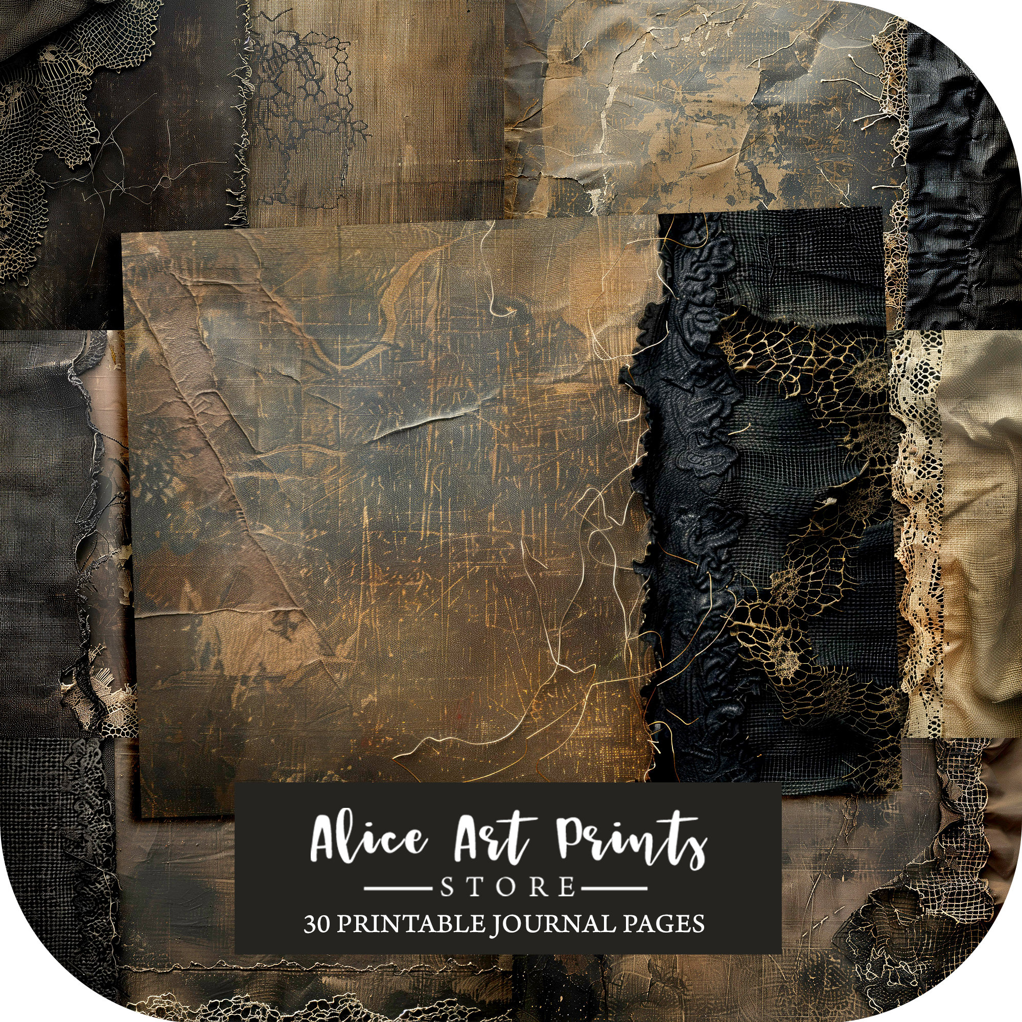 Tattered Lace Backgrounds, Dark & Grungy Lace Junk Journal Pages ...
