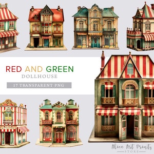 Afdrukbare Franse papieren poppenhuis clipart bundel, meubels, poppenhuis, junk journal digitale ephemera, collage, kaart maken, scrapbooking