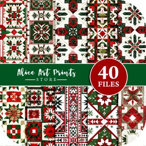 Printable Christmas digital papers, Holiday Scrapbook Papers, Christmas plaid digital paper, Nordic Christmas, Christmas seamless papers