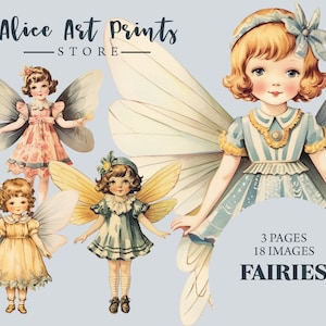 Vintage Fairy Clipart, Cute Fairy Garden Clipart, Magical Fairy Png, Fairytale Clipart, Enchanted Forest, Junk Journal Printable