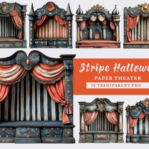 Teatro de papel vintage, 10 casas de muñecas de papel para teatro, cortina francesa imprimible, diario basura, efímera vintage digital, creación de tarjetas, scrapbooking
