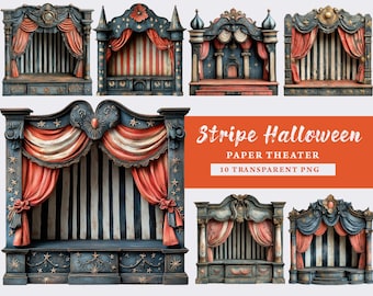 Vintage Paper Theater, 10 Theater Paper Dollhouse, Printable French Curtain junk journal digital vintage ephemera, card making, scrapbooking