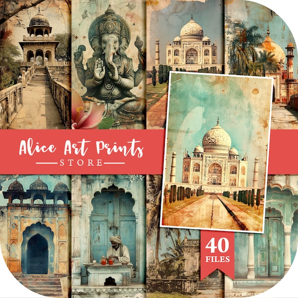 Vintage India postcards, Indian Scenery Travel Postcard Ephemera, retro collectible postcards, supplies for collage, scrapbook, junk journal