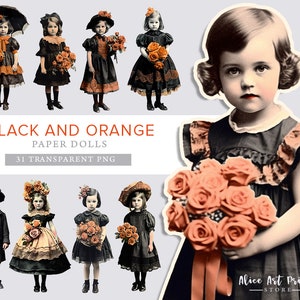 ヴィンテージ ハロウィーン 子供、PNG、ジャンク ジャーナル キット、デジタル コラージュ画像、ヴィンテージ画像、ヴィンテージ 子供の写真、ハロウィーンの紙人形