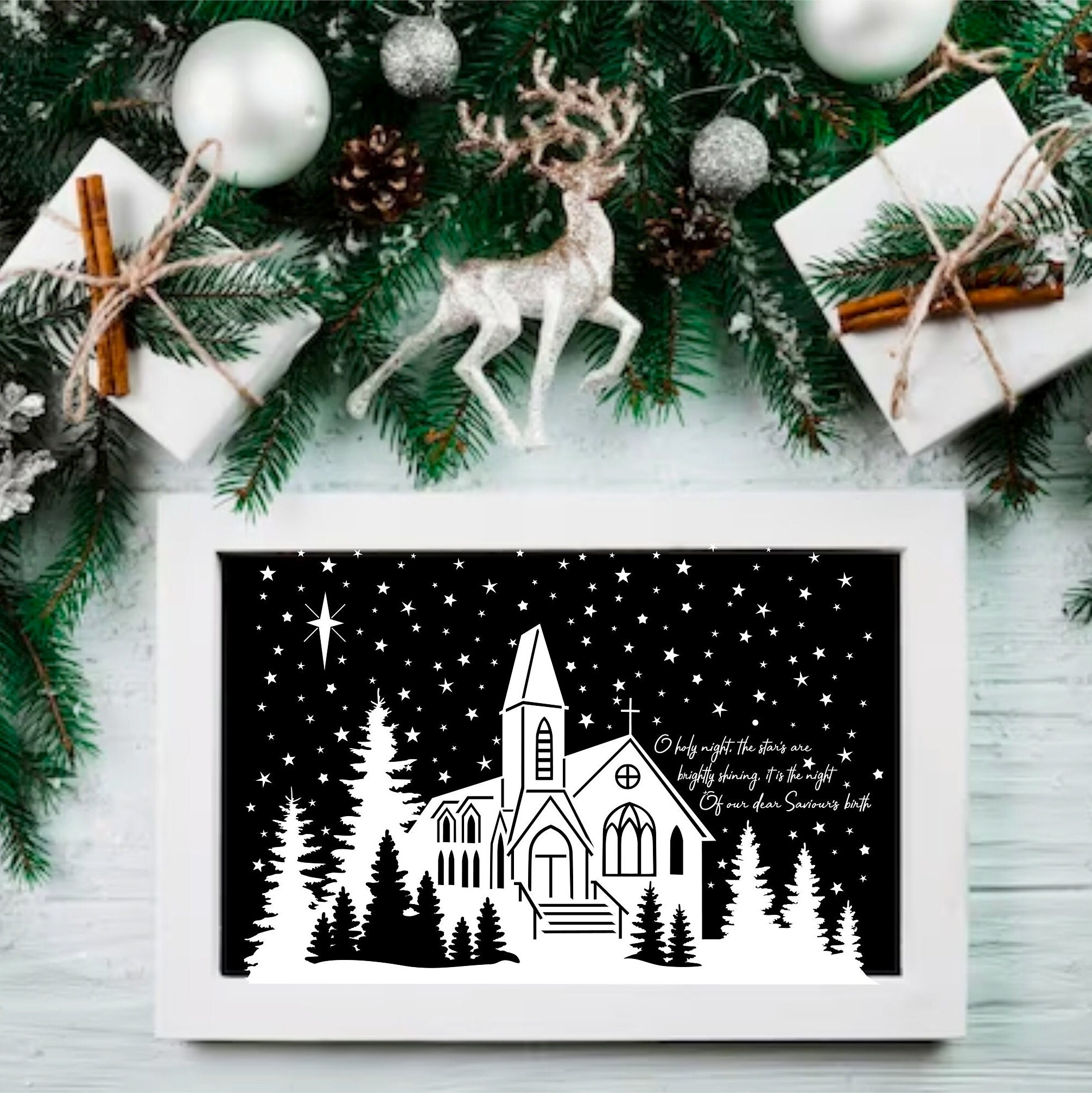 Christmas Church Scene SVG Silhouette Cricut Cutting Machine File DIY ...
