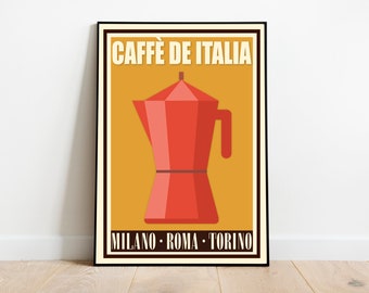 Vintage Espresso Maker Kitchen Poster Digital Download | Retro poster Italy dining room