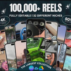 100,000+ Master Reel Library | Ultimate Reels Creator’s Goldmine | Create Viral Reels in Minutes – Monetize & Resell for 100% Profit