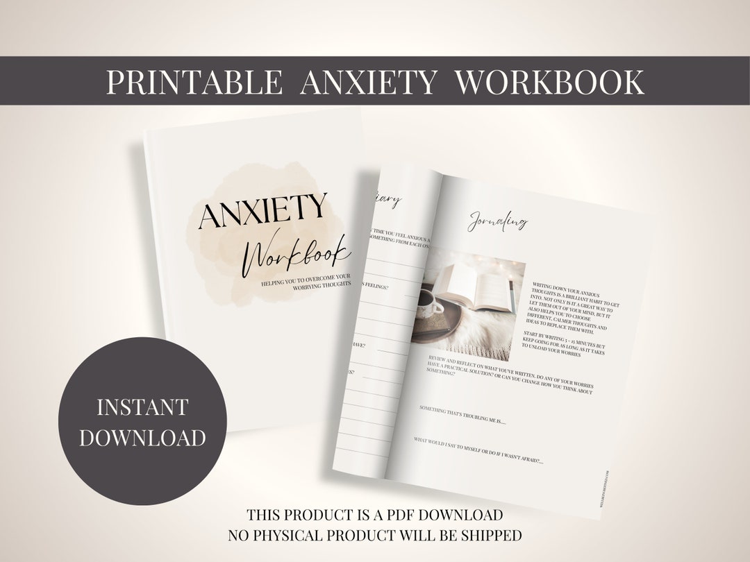Printable Anxiety Workbook, Mental Health Worksheets for Anxiety Relief ...
