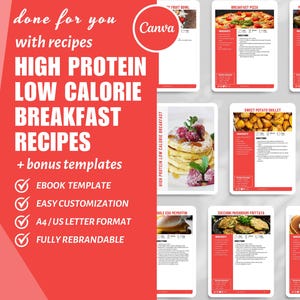 High Protein Recipes Digital Download eBook Canva Template Editable Lead Magnet Digital Prints Done For You Nutrition Guide Small Business