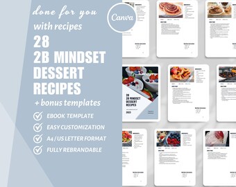 2B Mindset Dessert Recipe eBook Template Canva (DFY)
