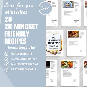 Perdita di peso 2B Mindset Ricette per la preparazione dei pasti, Modello di eBook Canva, Ricette per la pianificazione settimanale dei pasti, Modelli per piccole imprese, Coach nutrizionale