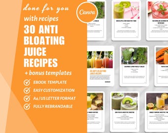 Anti Bloating Juice Recipes: 30 Delicious Smoothie Recipes (Canva Templates)
