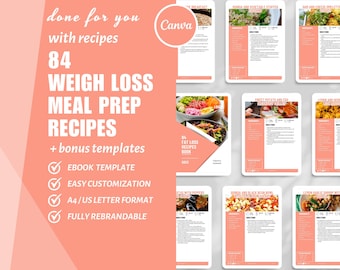 84 recetas de preparación de comidas para perder grasa: Déficit calórico (Descarga digital)