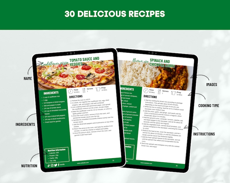 7-day Vegetarian Meal Plan for Beginners Template Editable Recipe