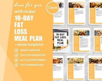 10-Day Fat Loss Meal Plan Template: Canva eBook (Digital)