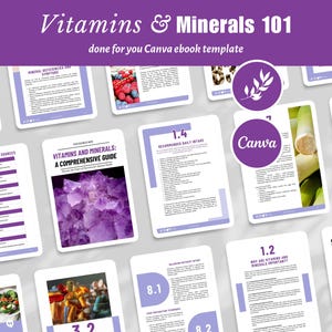 eBook Template Canva, Vitamins and Minerals, Small Business Templates, Health and Wellness, dfy Digital Product, Lead Magnet eBook