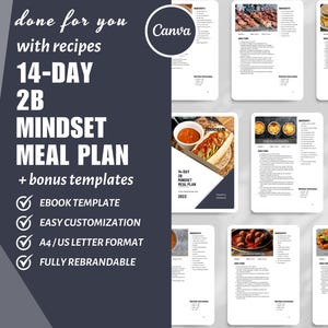 Modello eBook Canva, Modello piano pasti per la perdita di peso 2B, Modelli per piccole imprese, Modello ricetta, Prodotto digitale dfy, Piano pasti a basso contenuto di carboidrati